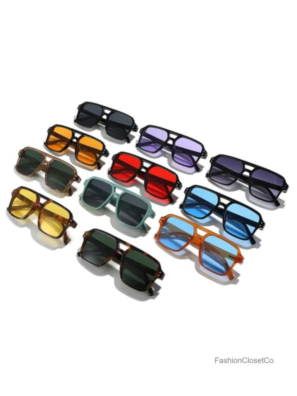 Vintage Oversized Square Aviator Sunglasses UV400 Protection Unisex Retro Shades